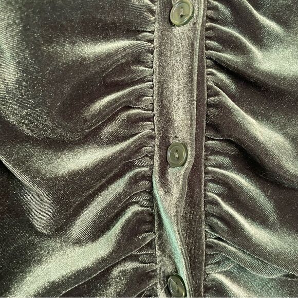 Vintage 90's Inc USA Ruched Velvet Button Down KneeLength Dress - Picture 3 of 6